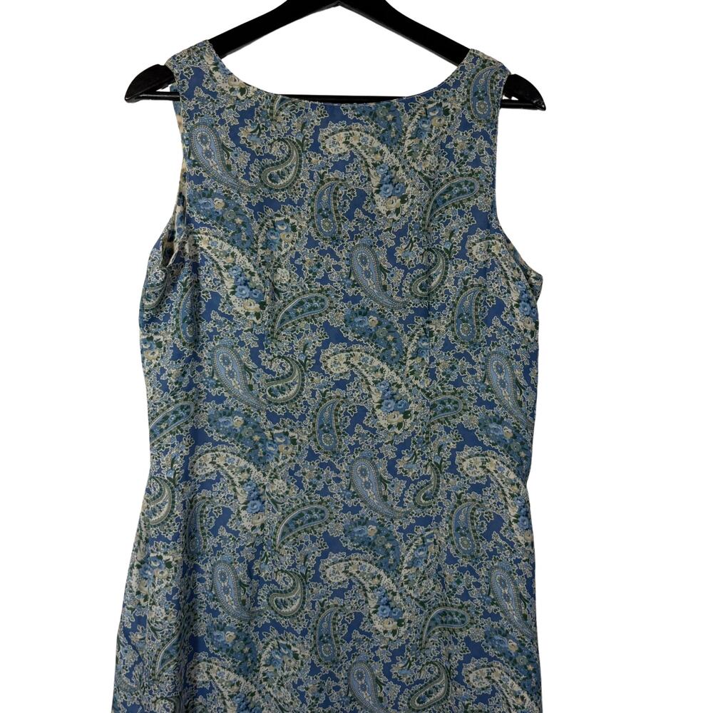 Reversible Blue Floral Dress 90s Tank Paisley Long Sleeveless Vintage Retro 10 - Picture 14 of 14
